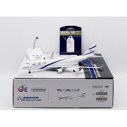 JC20319A - 1/200 EL AL ISRAEL AIRLINES BOEING 747-400 REG: 4X-ELA FLAPS DOWN WITH STAND PLUS LIMITED EDITION AVIATIONTAG