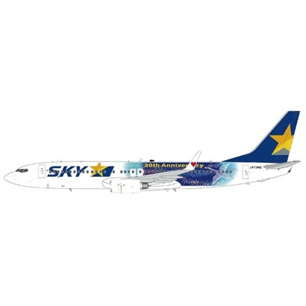 JCEW2738011 - 1/200 SKYMARK AIRLINES BOEING 737-800 20TH ANNIVERSARY REG:  JA73NQ WITH STAND
