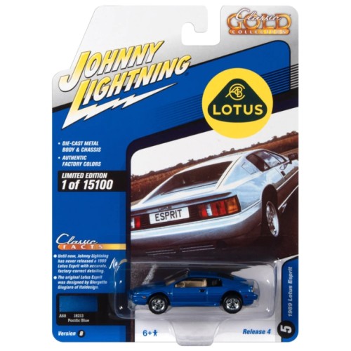 JLCG027B-5 - 1/64 JOHNNY LIGHTNING CLASSIC GOLD - RELEASE 4 2021 - ASSORTMENT B - 1989 LOTUS ESPRIT BLUE