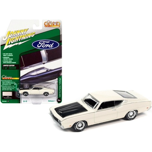 JLCG028A-1 - 1/64 JOHNNY LIGHTNING CLASSIC GOLD - RELEASE 1 2022 - ASSORTMENT A - 1969 FORD TORINO TALLEDEGA WIMBLEDON WHITE