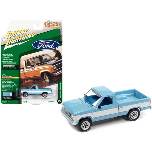 JLCG028A-3 - 1/64 JOHNNY LIGHTNING CLASSIC GOLD - RELEASE 1 2022 - ASSORTMENT A - 1984 FORD RANGER LIGHT BLUE W/WHITE SIDES