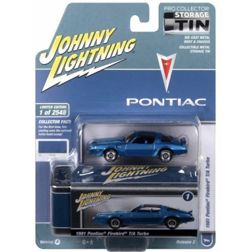 JLCT012A-1 - 1/64 1981 PONTIAC FIREBIRD T/A TURBO TAHOE BLUE W/ TURBO 4.9 FIREBIRD GRAPHICS