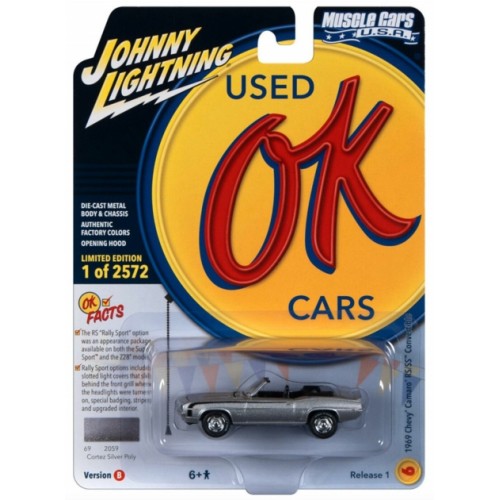 JLMC032B-6 - 1/64 1969 CHEVY CAMARO RS/SS CONVERTIBLE CORTEZ SILVER POLY