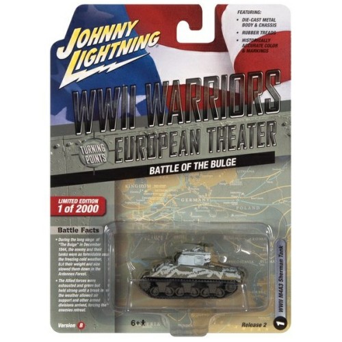 JLML008B-1 - 1/64 JOHNNY LIGHTNING GREATEST GENERATION 2022 RELEASE 2B M4A3 SHERMAN TANK BATTLE OF THE BULGE