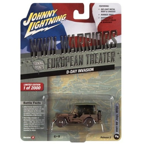 JLML008B-2 - 1/64 JOHNNY LIGHTNING GREATEST GENERATION 2022 RELEASE 2B MB WILLYS JEEP D-DAY INVASION OF NORMANDY