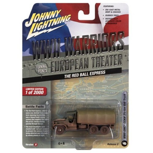 JLML008B-6 - 1/64 JOHNNY LIGHTNING GREATEST GENERATION 2022 RELEASE 2B GMC CCKW 6X6 TANKER TRUCK RED BALL EXPRESS