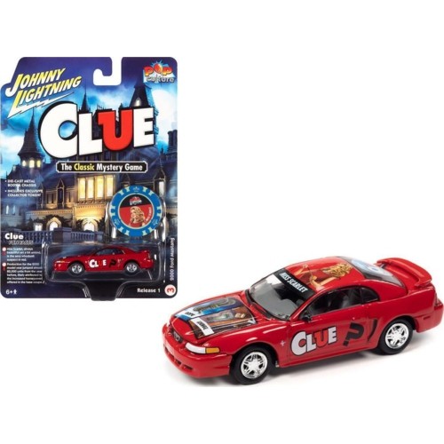 JLPC006-3 - 1/64 JOHNNY LIGHTNING POP CULTURE - RELEASE 1 2022 - MODERN CLUE 2000 FORD MUSTANG (MISS SCARLET) RED