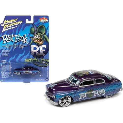 JLPC006-5 - 1/64 JOHNNY LIGHTNING POP CULTURE - RELEASE 1 2022 - RAT FINK 1949 MERCURY PASSION PURPLE AND MAJIK BLUE