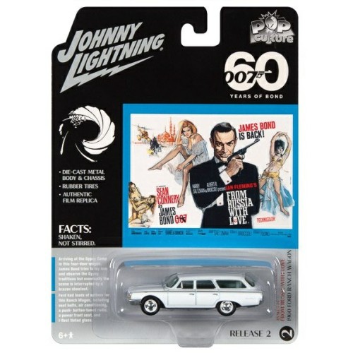 JLPC007-2 - 1/64 JOHNNY LIGHTNING POP CULTURE - RELEASE 2 2022 - JAMES BOND 1960 FORD RANCH WAGON (FROM RUSSIA WITH LOVE) WHITE