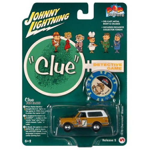 JLPC007-5 - 1/64 JOHNNY LIGHTNING POP CULTURE - RELEASE 2 2022 - VINTAGE CLUE 1970 CHEVROLET BLAZER (COLONEL MUSTARD) W/POKER CHIP YELLOW OCHRE