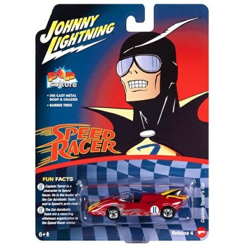 JLPC009-1 - 1/64 JOHNNY LIGHTNING POP CULTURE - RELEASE 4 2022 - SPEED RACER CAPTAIN TERROR RACE WORN RED