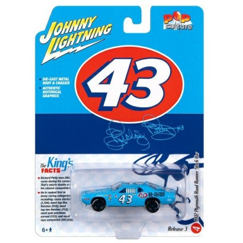 JLPC013-4 - 1/64 RICHARD PETTY - 1972 PLYMOUTH ROAD RUNNER STOCK CAR PETTY BLUE