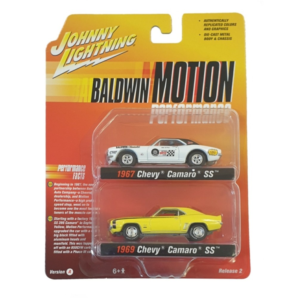 JLPK013A-1 - 1/64 JOHNNY LIGHTNING 2-PACK SPECIAL - 2021 VERSION A R2  BALDWIN MOTION CHEVY CAMARO 2 PACK-SPECIAL