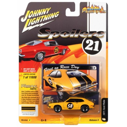 JLSF021B-6 - 1/64 JOHNNY LIGHTNING STREET FREAKS - RELEASE 3 2021 - FORD PINTO FLUORESCENT ORANGE (SPOILERS)