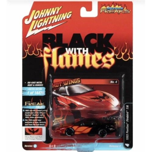 JLSF022A-4 - 1/64 JOHNNY LIGHTNING STREET FREAKS RELEASE 4 2021 A 1993 PONTIAC FIREBIRD T/A (BLACK W/FLAMES BLACK W/RED FIREBIRD FLAMES)