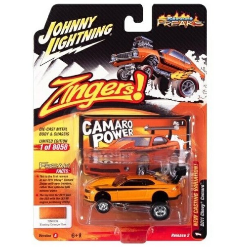 JLSF024A-1 - 1/64 JOHNNY LIGHTNING STREET FREAKS RELEASE 2 2022 A 2011 CHEVY CAMARO SUNSET ORANGE (ZINGERS)