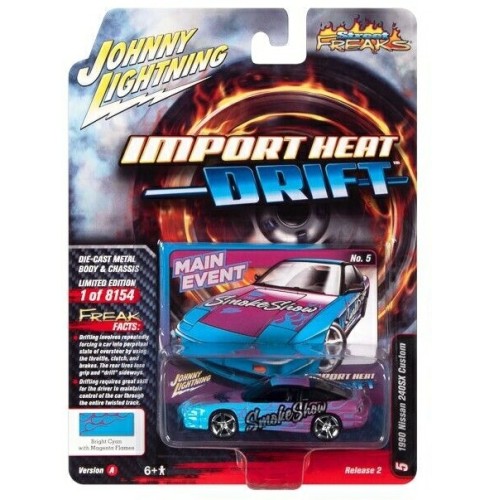 JLSF024A-5 - 1/64 JOHNNY LIGHTNING STREET FREAKS RELEASE 2 2022 A 1990 NISSAN 240SX CYAN AND PURPLE (IMPORT HEAT)