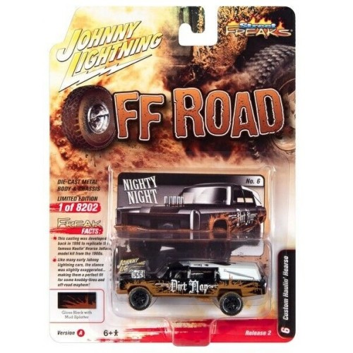 JLSF024A-6 - 1/64 JOHNNY LIGHTNING STREET FREAKS RELEASE 2 2022 A HAULIN HEARSE GLOSS BLACK (OFF ROAD)