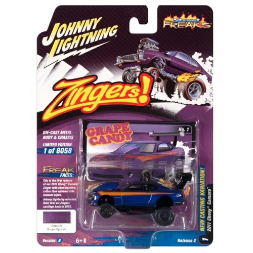 JLSF024B-1 - 1/64 JOHNNY LIGHTNING STREET FREAKS RELEASE 2 2022 B 2011 CHEVY CAMARO VIOLET WITH BLACK (ZINGERS)