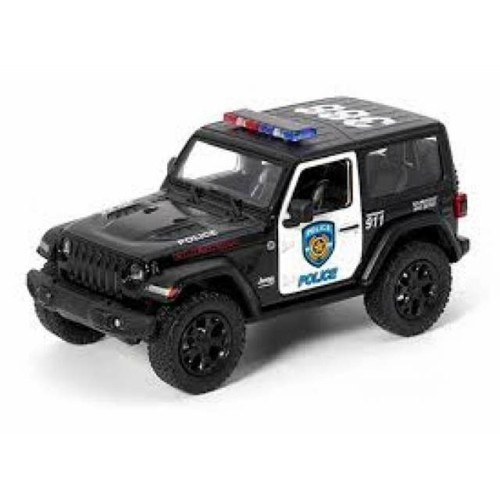 KT5412WP - 1/36 2018 JEEP WRANGLER CLOSED HARD TOP POLICE BLACK/WHITE