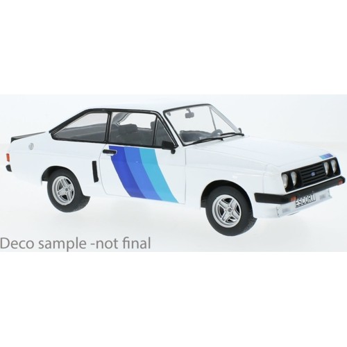 MCG18351 - 1/18 FORD ESCORT MK II R WHITE WITH BLUE FLASH