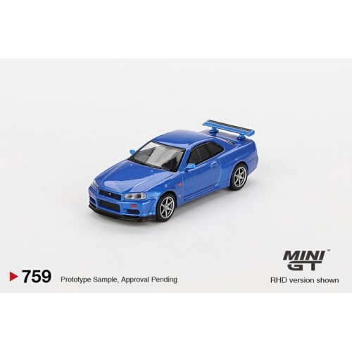 MGT00759-R - 1/64 NISSAN SKYLINE GT-R (R34) V-SPEC BAYSIDE BLUE (RHD)