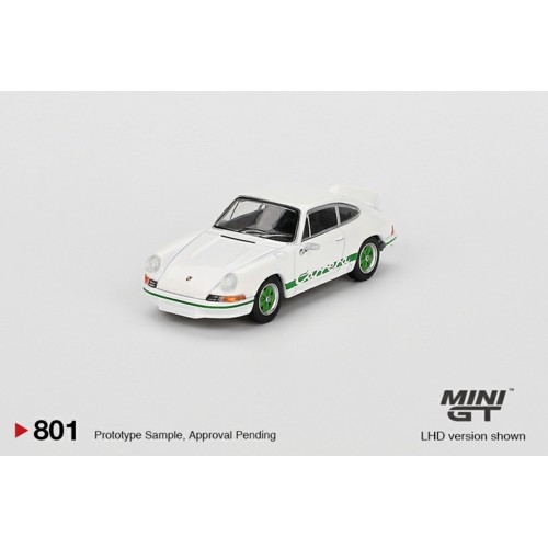 MGT00801-L - 1/64 PORSCHE 911 CARRERA RS 2.7 GRAND PRIX WHITE WITH GREEN LIVERY (LHD)