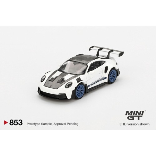 MGT00853-BL - 1/64 PORSCHE 911 (992) GT3 RS WEISSACH PACKAGE WHITE WITH INDIGO BLUE (RHD) BLISTER PACKAGING