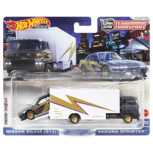 MHWFLF56-HKF41 - HOT WHEELS TEAM TRANSPORT NISSAN SILVIA (S13) AND SAKURA SPRINTER NO.52