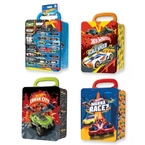 MHWHWCC2 - 1/64 HOTWHEELS METAL CAR CARRY CASE ASSORTED DESIGNS