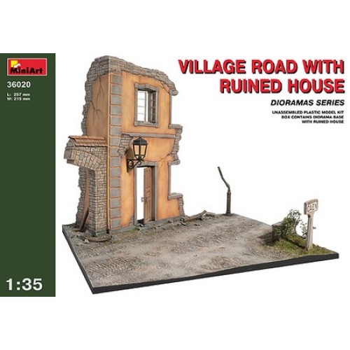 MIN36020 - 1/35 VILLAGE ROAD W/ RUINED HOUSE (PLASTIC KIT)