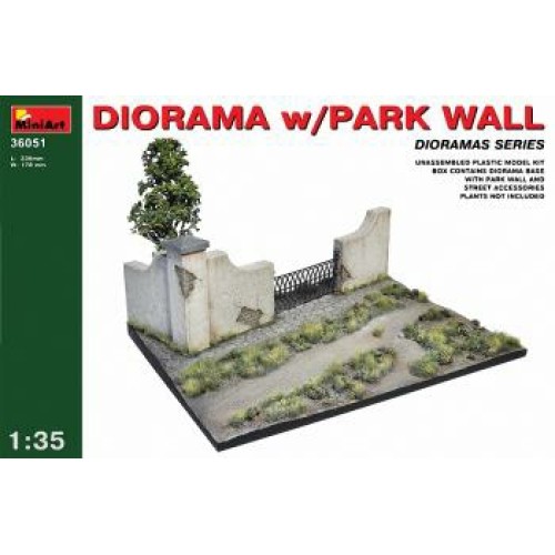 MIN36051 - 1/35 DIORAMA W/ PARK WALL (PLASTIC KIT)