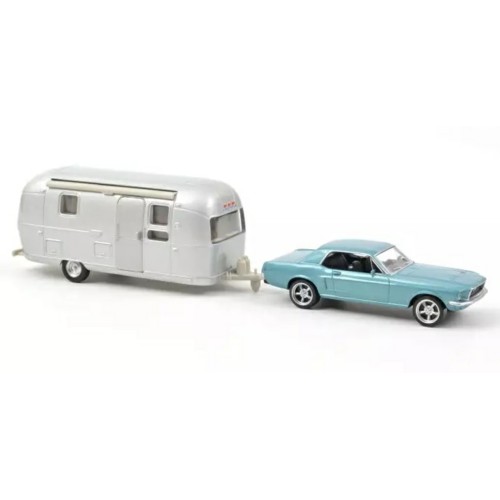 NV270582 - 1/43 FORD MUSTANG 1968 METALLIC BLUE WITH CARAVAN