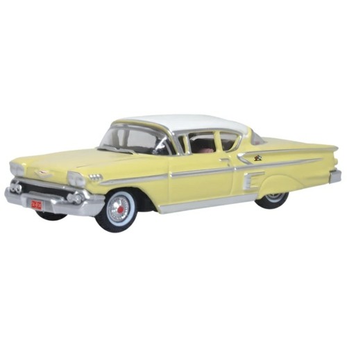 OX87CIS58002 - 1/87 COLONIAL CREAM/SNOWCREST WHITE CHEVROLET IMPALA SPORT COUPE 1958