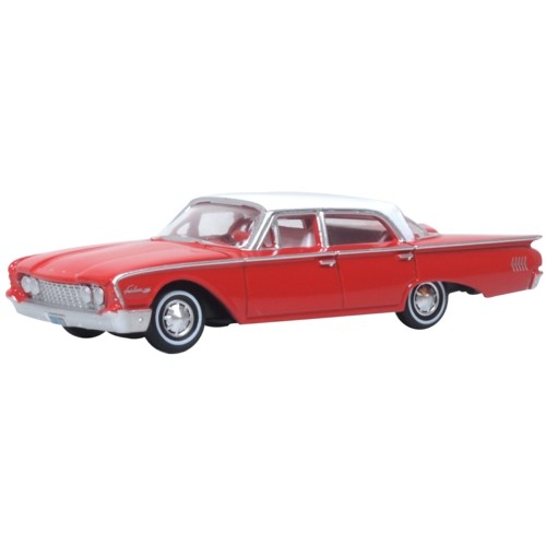 OX87FF60001 - 1/87 1960 FORD FAIRLANE SEDAN 500 TOWN MONTE CARLO RED/CORINTHIAN WHITE