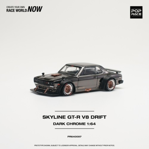 PR640097 - 1/64 SKYLINE GT-R V8 DRIFT (HAKOSUKA) DARK CHROME