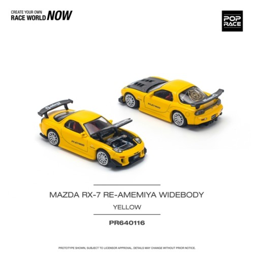 PR640116 - 1/64 MAZDA RX-7 FD3S RE-AMEMIYA WIDEBOY YELLOW