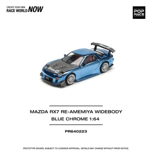 PR640223 - 1/64 MAZDA RX7 RE-AMEMIYA WIDEBODY BLUE CHROME