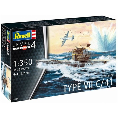 R05154 - 1/350 GERMAN SUBMARINE TYPE VII C/41 (PLASTIC KIT)