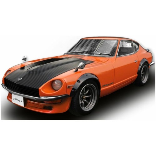 SUNH3516 - 1/18 FAIRLADY Z (S30) ORANGE/CARBON BONNET (RHD)