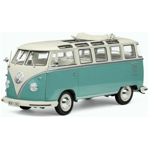 SUNH5087 - 1/12 VW SAMBA BUS 1962 WHITE/TURQUOISE GREEN