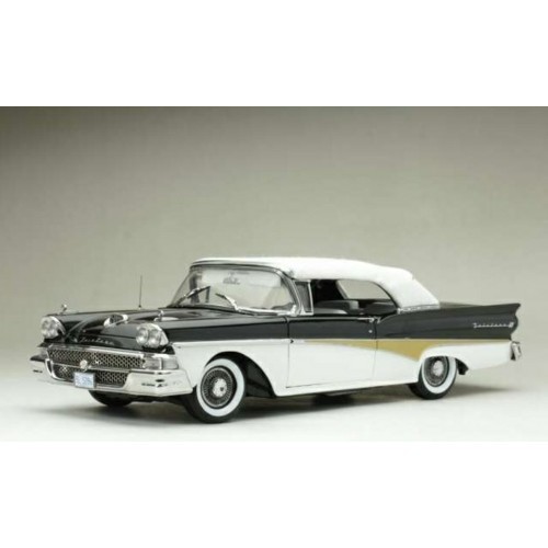 SUNH5286 - 1/18 FORD FAIRLANE 500 CONVERTIBLE BLACK/WHITE 1958