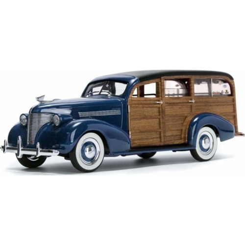 SUNH6178 - 1/18 CHEVROLET WOODY SURF WAGON 1939 BLUE REGANCY