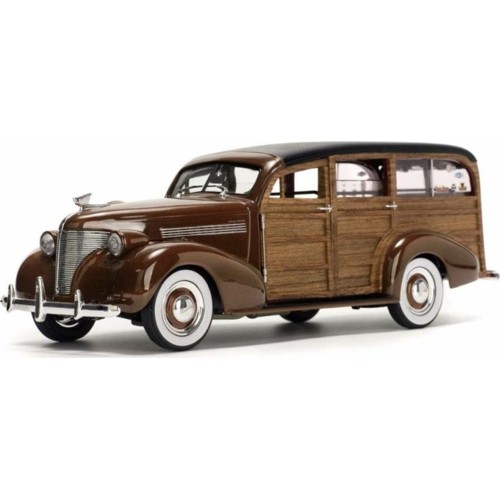 SUNH6179 - 1/18 CHEVROLET WOODY SURF WAGON 1939 WOODASH BROWN