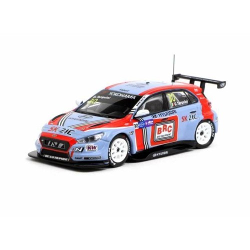 TCT6403118WTCR3 - 1/64 2018 HYUNDAI I30 N TCR WTCR CHAMPION NO.30 GABRIELE TARQOUINI MACAU GP 2019 EVENT SPECIAL MODELS, BLUE/RED