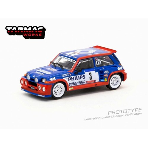 TCT64TL06185TDC03 - 1/64 1985 RENAULT 5 MAXI TURBO NO.3 JEAN RAGNOTTI/PIERRE THIMONIER WINNER TOUR CORSE RALLY DE FRANCE, BLUE/RED