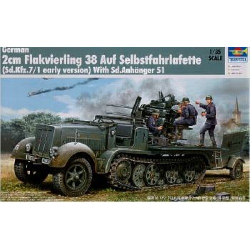 TM01523 - 1/35 SD.KFZ.7/1 HALF-TRACK W/ 20MM FLAKVIERLING 38 (EARLY VERSION) (PLASTIC KIT)