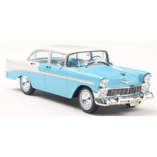 WBX124248 - 1/24 CHEVROLET BEL AIR 4-DOOR HARD TOP BLUE WHITE 1956