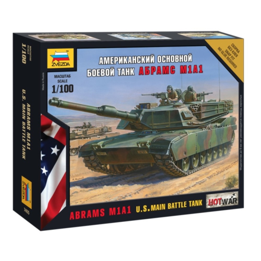 Z7405 - 1/100 ABRAMS M1A1 US MAIN BATTLE TANK HOTWAR (PLASTIC KIT)