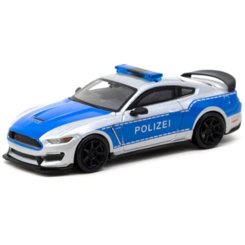 TCT64G011GP - 1/64 FORD MUSTANG SHELBY GT350R GERMAN POLICE, SILVER/BLUE